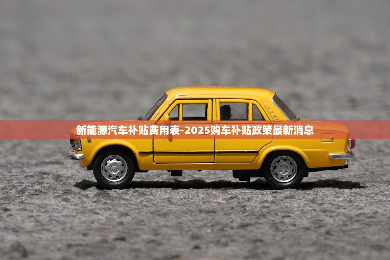 新能源汽车补贴费用表-2025购车补贴政策最新消息
